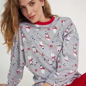 LPF 1881/18/01 (LPF 1881/18/01 Комплект дом. жін. (футб. дов. рук.+брюки) M/сірий)