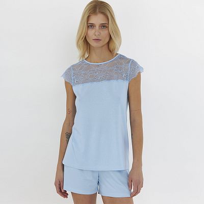 LPM 2071/05/01 (LPM 2071/05/01 Комплект дом. жін. (футб. кор. рук.+шорти) S/блакит.)