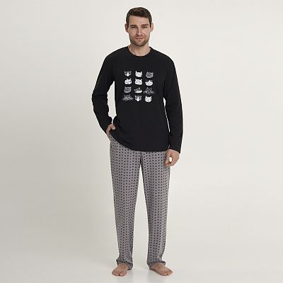 MPK 0880/15/02 (MPK 0880/15/02 Комплект дом. муж. (футб. дл. рук.+брюки) M/чорний)