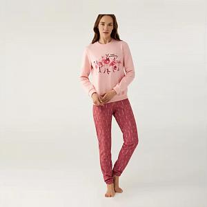 LPF 0581/01/01 (LPF 0581/01/01 Комплект дом. жін. (фут.дов. рукав+брюки) S/рожевий)