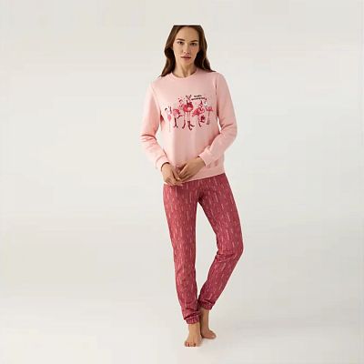 LPF 0581/01/01 (LPF 0581/01/01 Комплект дом. жін. (фут.дов. рукав+брюки) S/рожевий)