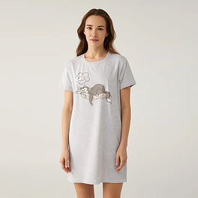 LDK 129/00/10 (LDK 129/00/10 Сорочка дом. жін. кор. рук. S/сірий)