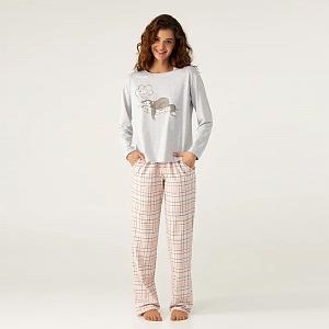 LPK 0880/05/01 (LPK 0880/05/01 Комплект дом. жін. (футб. дов. рук.+брюки) S/сірий)