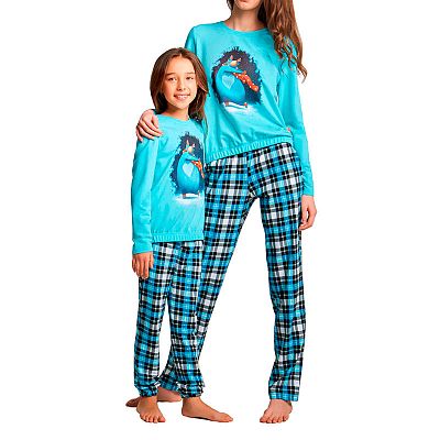 GNP 069/002 (GNP 069/002 Комплект дом. девоч. (футб. дл. рук.+брюки) p.122/бирюзов.)