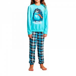 GNP 069/002 (GNP 069/002 Комплект дом. девоч. (футб. дл. рук.+брюки) p.122/бирюзов.)