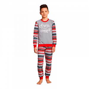 BNP 027/006 (BNP 027/006 Комплект дом. мальч. (футб. дл. рук.+брюки) p.128/сер.)