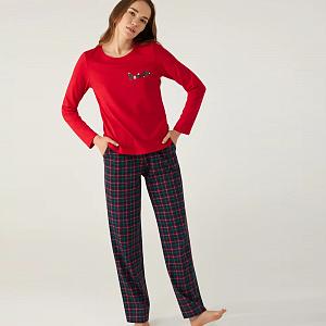 LPK 0180/39/01 (LPK 0180/39/01 Комплект дом. жін. (футб. дов. рук.+брюки) S/черв.)