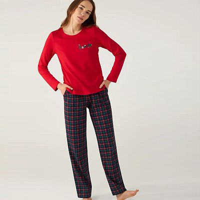 LPK 0180/39/01 (LPK 0180/39/01 Комплект дом. жін. (футб. дов. рук.+брюки) S/черв.)