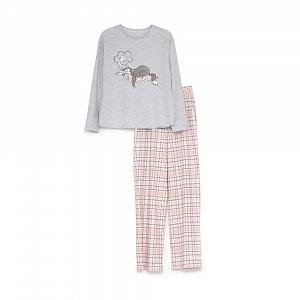 LPK 0880/05/01 (LPK 0880/05/01 Комплект дом. жін. (футб. дов. рук.+брюки) S/сірий)