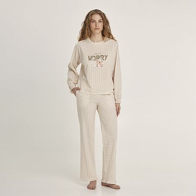 LPK 0780/34/01 (LPK 0780/34/01 Комплект дом. жін. (футб. дов. рук.+брюки) S/беж.)